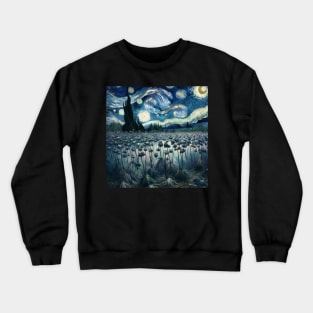 Enchanted Flower Garden Night: Flax Starry Floral Crewneck Sweatshirt